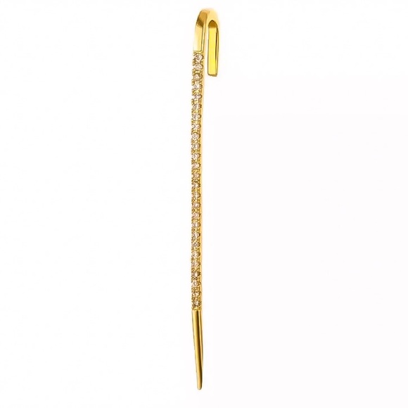 ⚜️[𝟯/$𝟭𝟴]⚜️NEW CZ Gold Bar Posh Ear Hook Crawler Earring - Picture 8 of 10